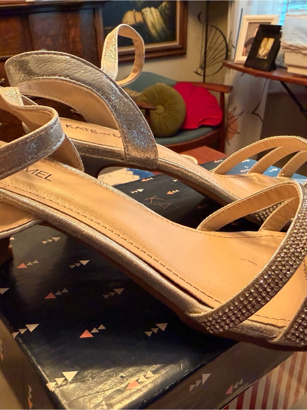 Silver Rhinestone Ankle-Strap Heels - Picture 3 of 9